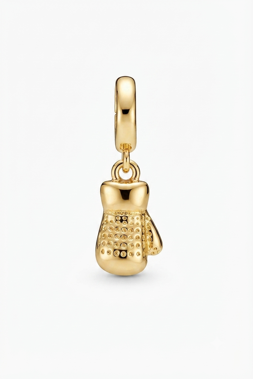 Red heart boxing glove charm, back view