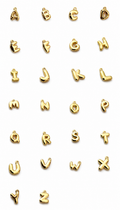 Gold-tone alphabet charm set from A to Z in a polished letter style