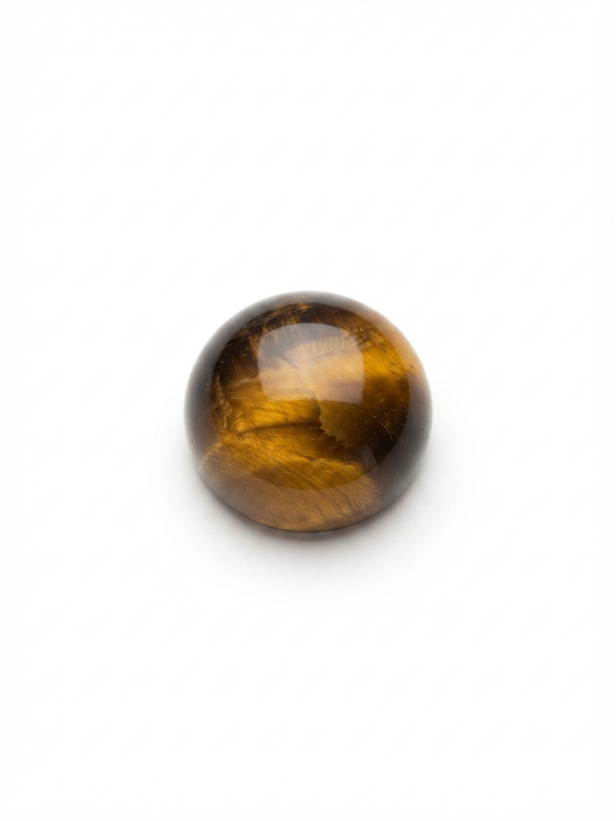 Tiger’s eye round crystal bead on a white background